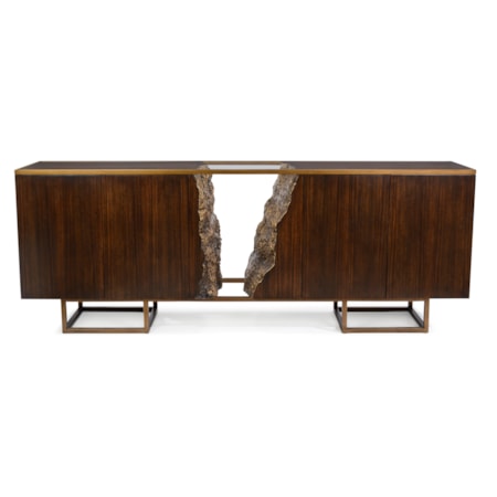 Modern Rustic Glass-Top Split Credenza
