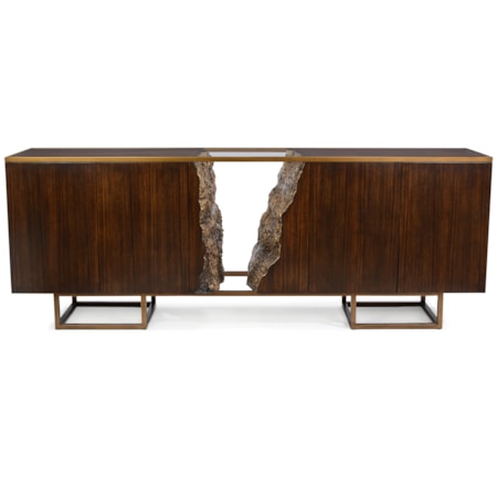 Modern Rustic Glass-Top Split Credenza