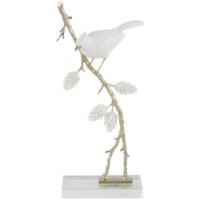Porcelain Bird Sculpture on Pine Branch II