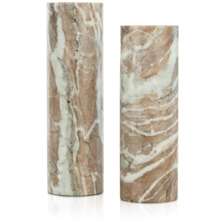 Marble Pillar Candleholders, Set of 2