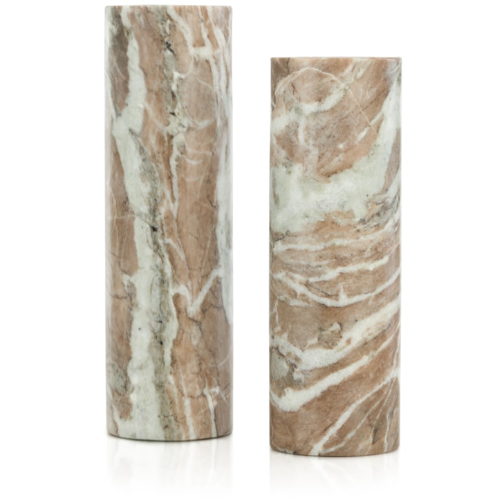 John-Richard Accessories & Botanicals Marble Pillar Candleholders, Set of 2