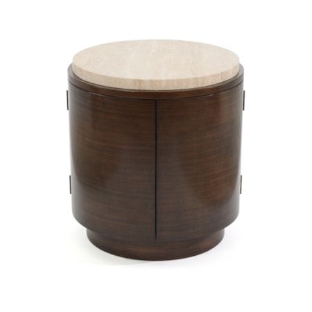 Travertine-Top Drum Table