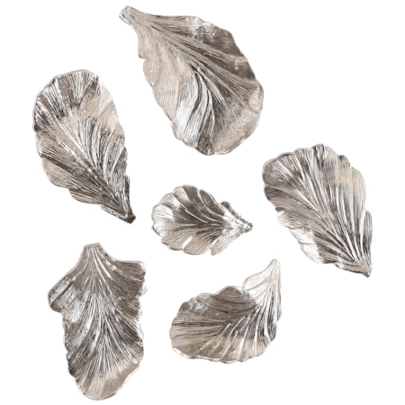 Nickel Wall Leaves, Set of 6