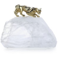 Perched Brass Panther Sculpture on Selenite