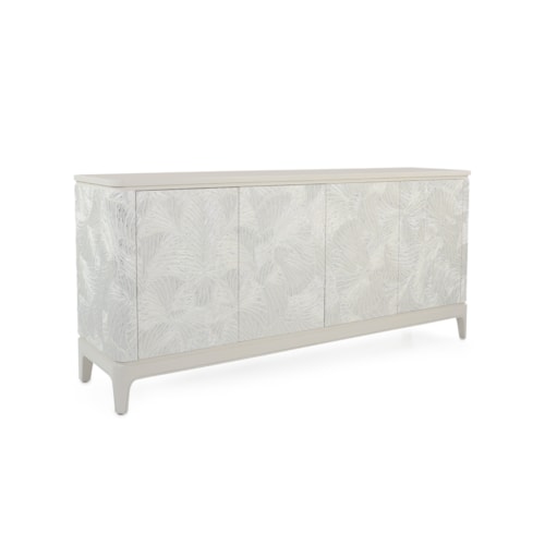 Ivory Palms Modern Coastal 4-Door Credenza with Adjustable Shelves