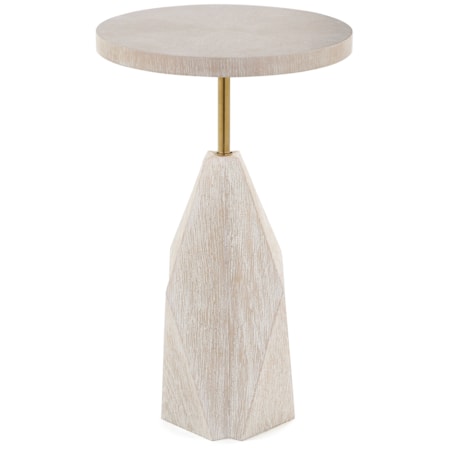 Round Oak Wood Side Table