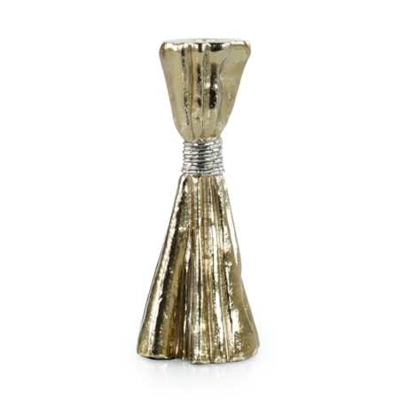 Taut Metal Candleholder, Medium Gold