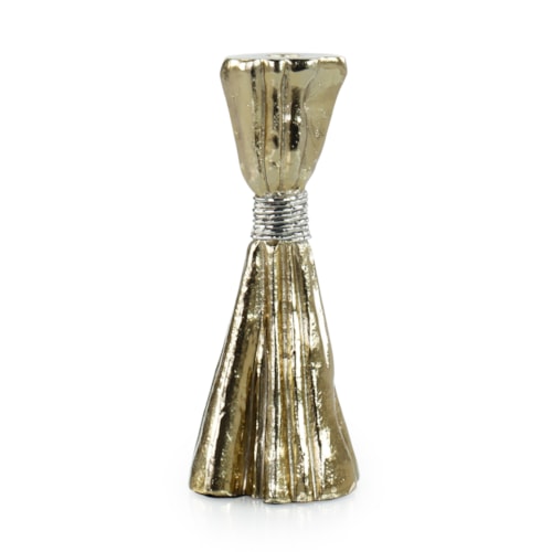 Taut Metal Candleholder, Medium Gold