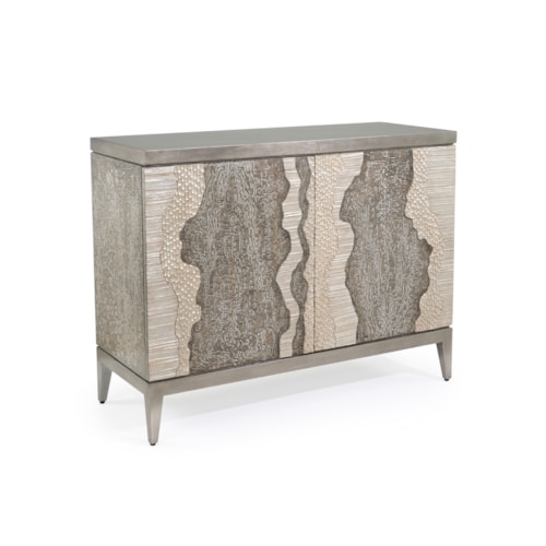 River's Edge Silver Textural Accent Chest with Push-to-Open Doors