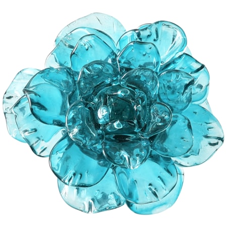 Teal Glass Flower Wall Art