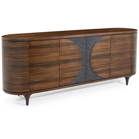 Wooden 4-Door Ovate Credenza