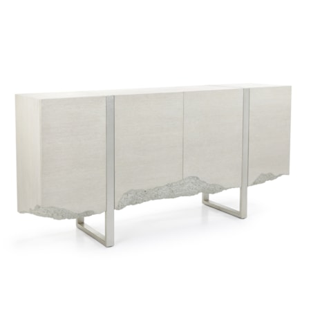 U-Leg 4-Door Credenza w/Dimensional Motif