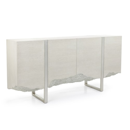 Terreno Modern U-Leg 4-Door Credenza with Dimensional Motif