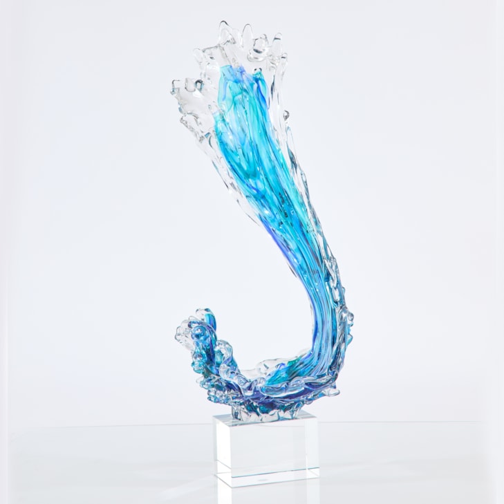 John-Richard Accessories & Botanicals Sweeping Wave Sculpture on Crystal