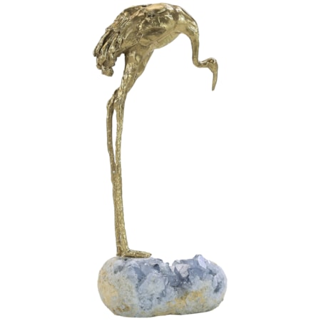 Brass Crane Sculpture on Kyanite II
