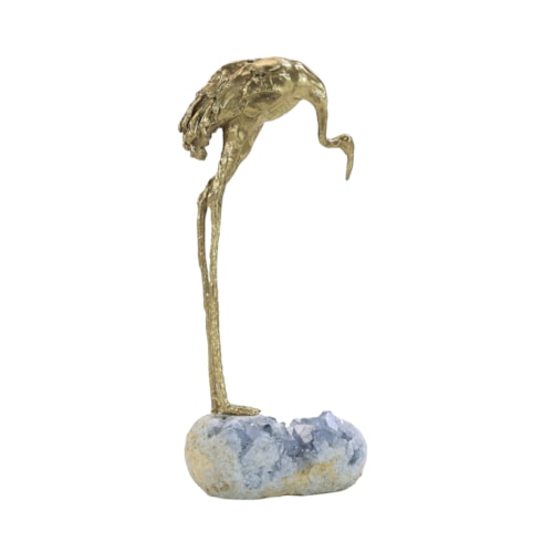 Brass Crane Sculpture on Kyanite II