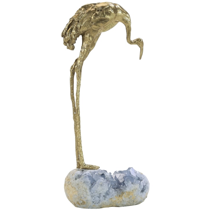 John-Richard Accessories & Botanicals Brass Crane Sculpture on Kyanite II