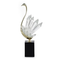 Crystalline Bird Sculpture on Black Base, Large