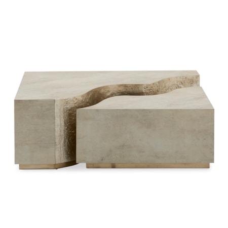 50" Square Faux-Stone Split Cocktail Table