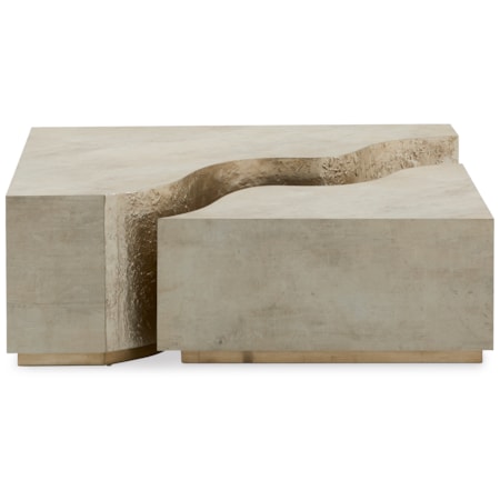 50" Square Faux-Stone Split Cocktail Table