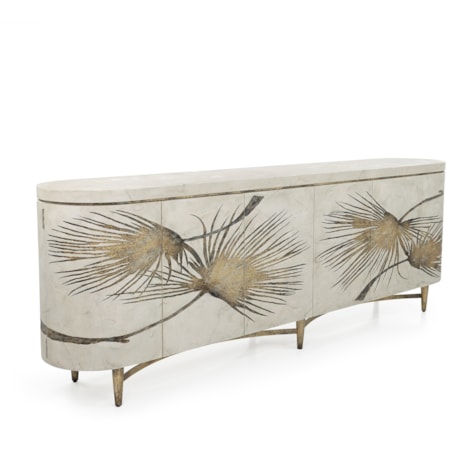Modern Palm Frond 6-Door Credenza