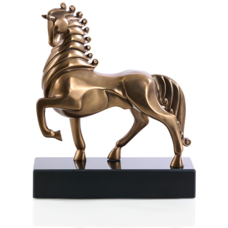 Plated Horse Sculpture on Marble