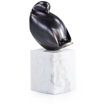 Bronzed Bird Sculpture on Marble Base, Small
