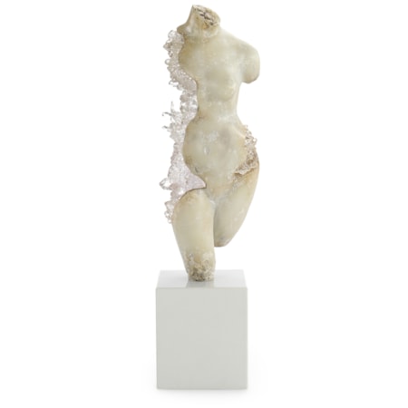 Crystal Maiden Sculpture on Marble Base