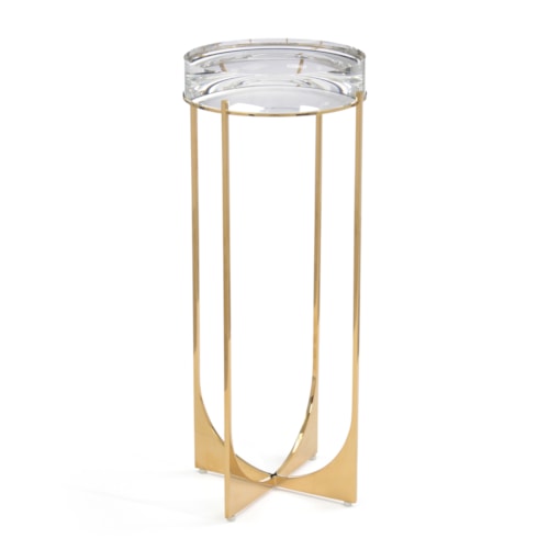 Svelte Contemporary Crystal-Top Brass Martini Table II