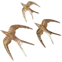 Set of Three Brass Birds in Flight