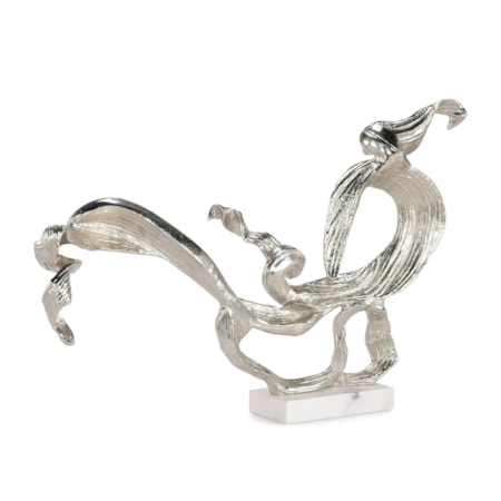 Flourished Leaf Sculpture on Marble, Nickel