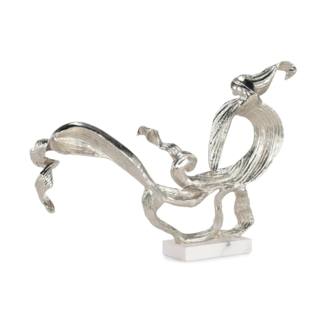 Flourished Leaf Sculpture on Marble, Nickel