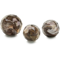 Amber Cut Glass Orbs, Set of 3