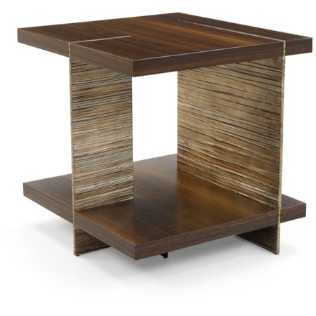 Modern Rustic Side Table w/Offset Panel Legs