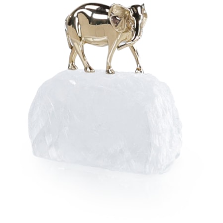 Brass Elephant Sculpture on Selenite I