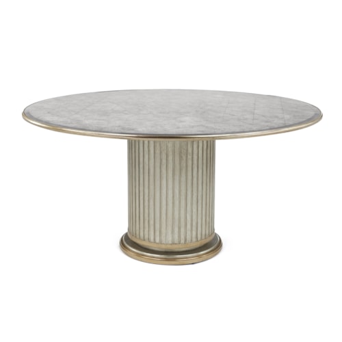 Dorian 60" Round Doric Column Dining Table with Glass Top