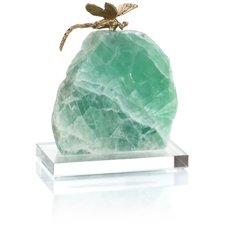 John-Richard Accessories & Botanicals Brass Dragonfly Sculpture on Chlorophane II