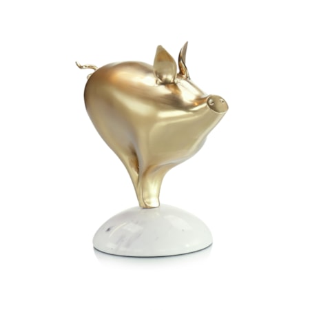 Brass Pig Sculpture on Marble