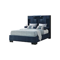 Contemporary Queen Bed with Fold-Down Armrests