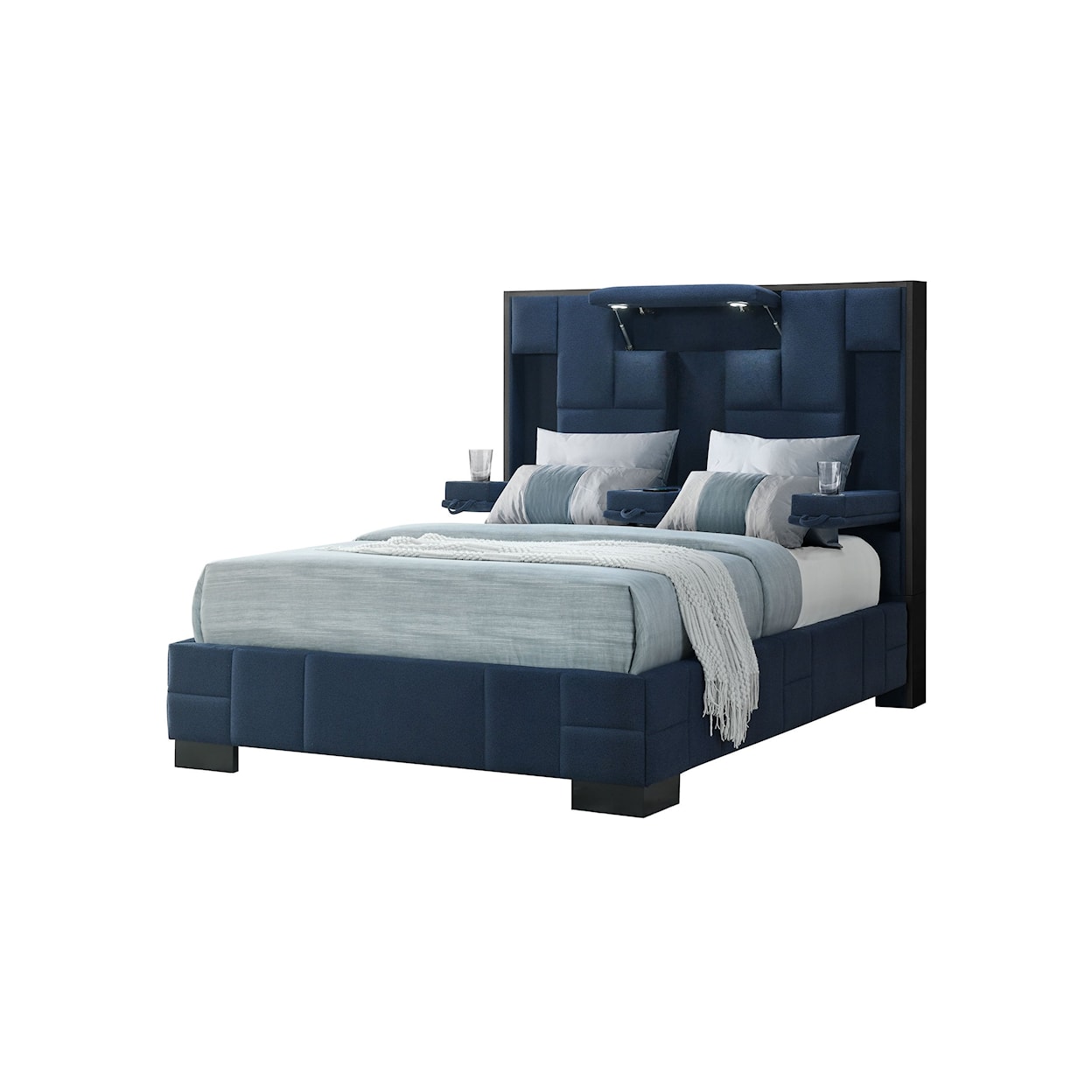 Global Furniture Oscar Navy Blue Queen Bed