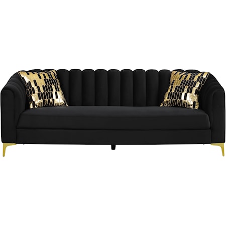 Black Velvet Slat Design Sofa