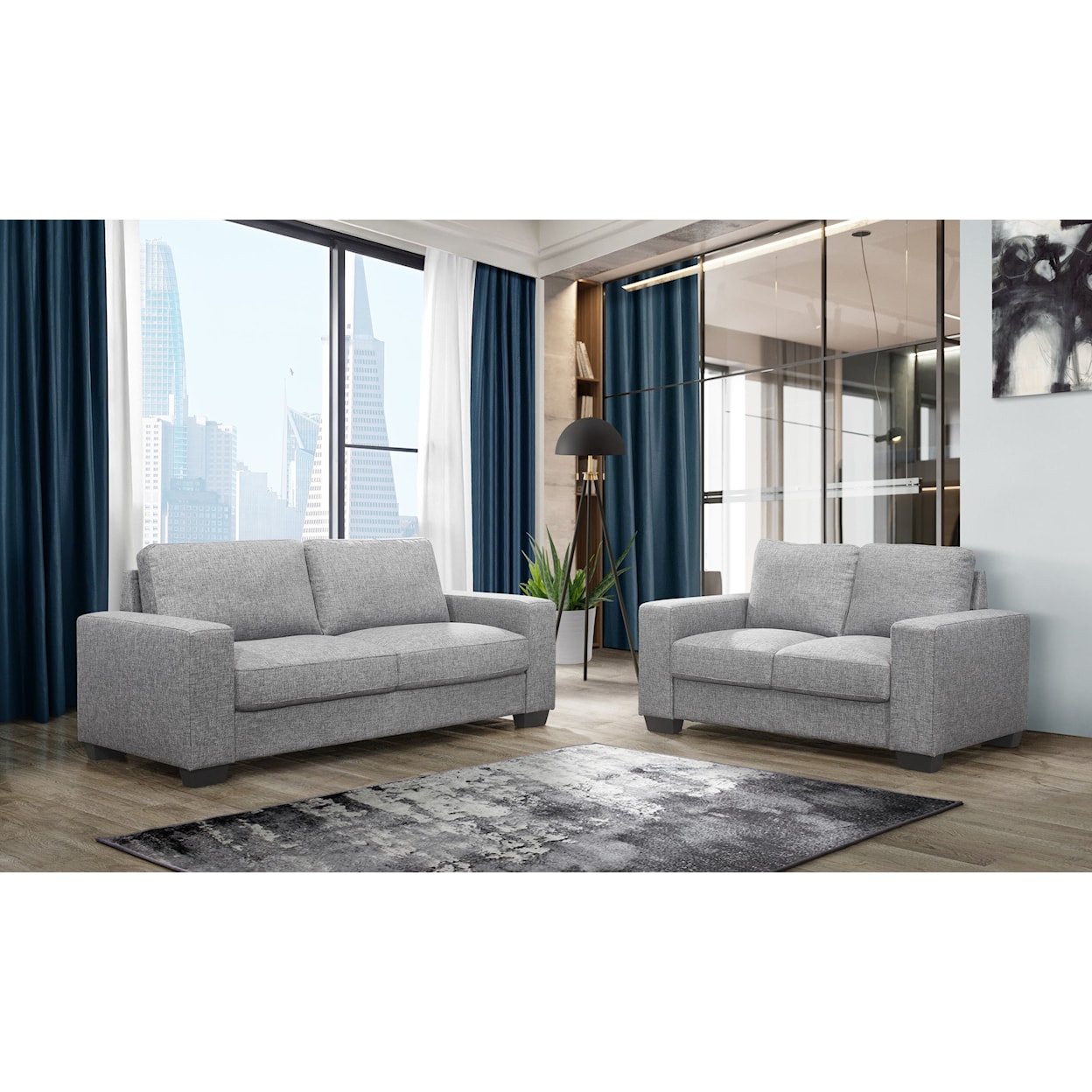 Global Furniture U801 Sofa Dark Grey Fabric