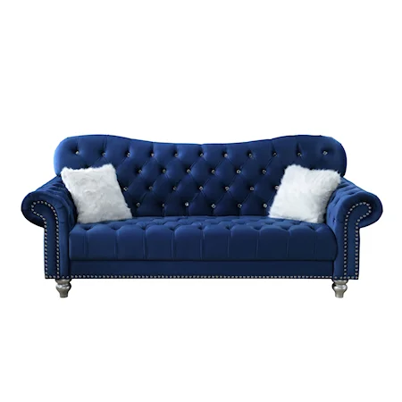 Navy Blue Tufted Sofa