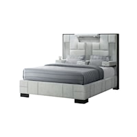 Contemporary Queen Bed with Fold-Down Armrests