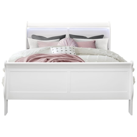 LIGHT UP LOUIE WHITE QUEEN BED |