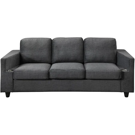 Bear Gunmetal Sofa W/Cupholders