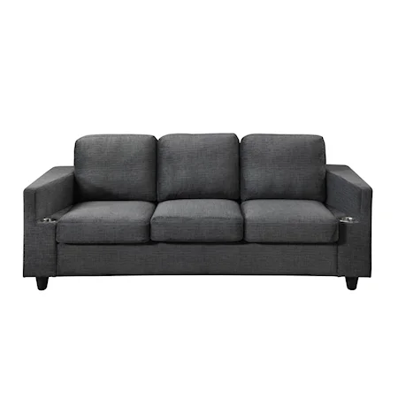 Bear Gunmetal Sofa W/Cupholders