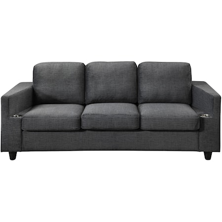 Bear Gunmetal Sofa W/Cupholders