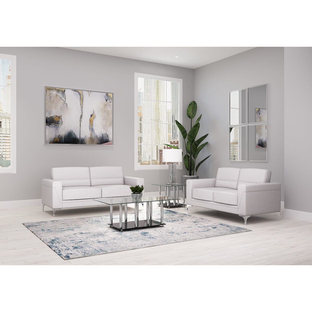 Global Furniture U6109 Light Grey Loveseat PVC