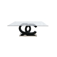 Contemporary Cocktail Table with Matte Black and Stainless Steel Base